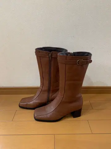 브라운 롱 부츠 L 사이즈 ( 약 24cm ) 사이드 지퍼