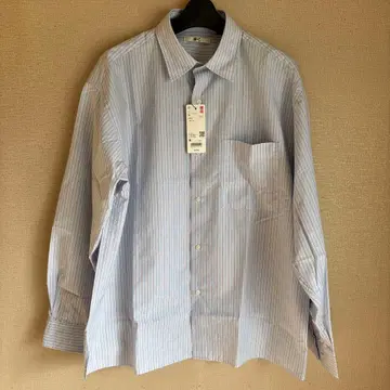 유니클로C 브로드 오버사이즈 셔츠 스트라이프 63BLUE