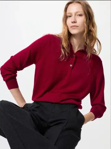 [ UNIQLO 유니클로 ] 메리노 폴로 스웨터 M