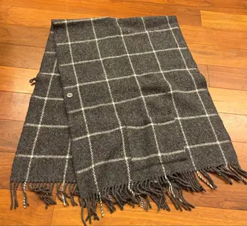 KLIPPAN 울 100% 그레이 체크 스톨