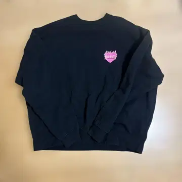 블랙 크루넥 트레이닝복 핑크 로고