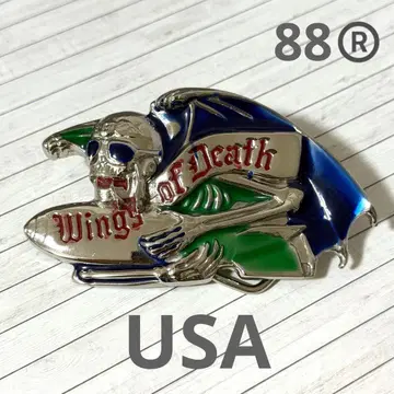 [컨디션 최상] Wing of Death 스컬 벨트 버클 USA