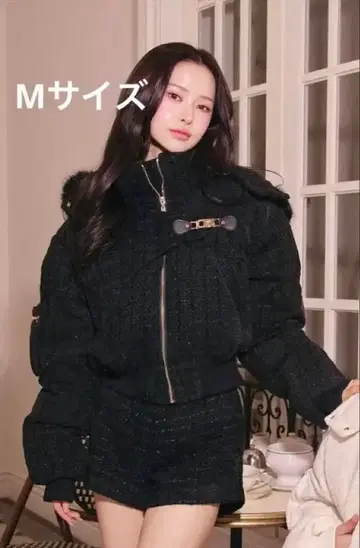 RANDY 비대칭 버클 트위드 패딩 자켓 M 사이즈