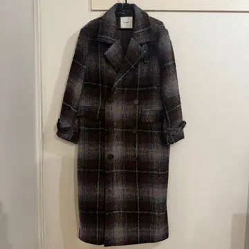 ACLENT 스탠드 카라 샤기 롱 코트 체스터 코트