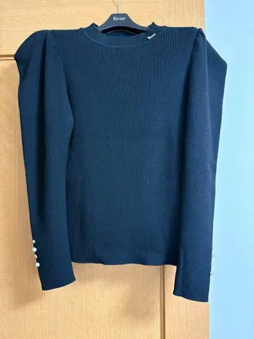 르네 하이넥 리브 니트 상의 34 블랙