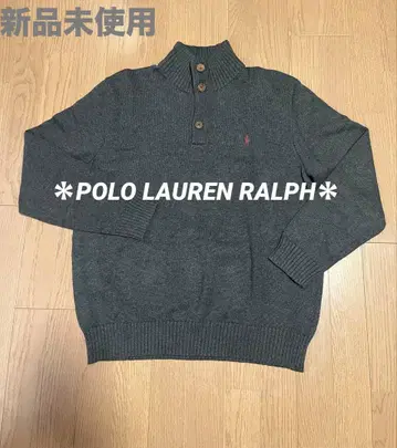 POLO RALPH RALPH 그레이 버튼 하이넥 니트 스웨터