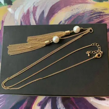 골드 체인 펄 태슬 목걸이