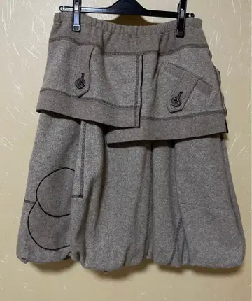 에이코 콘도 베이지 벌룬 스커트 울 혼방 무릎 기장