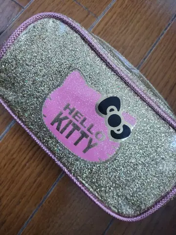 산리오 헬로키티 골드 반짝이 라메 믹스 펜 케이스, 파우치 미사용 레트로