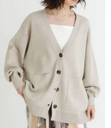 택 포함 URBAN RESEARCH BROS 코튼 V넥 가디건