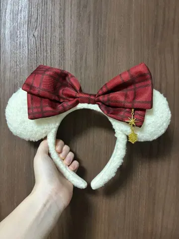 미키 귀 머리띠 빨간 리본 리루린린