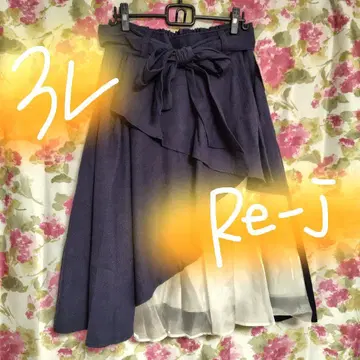 택 포함 새상품 3L re-j 풍성한 프릴 리본의 랩핑 스커트