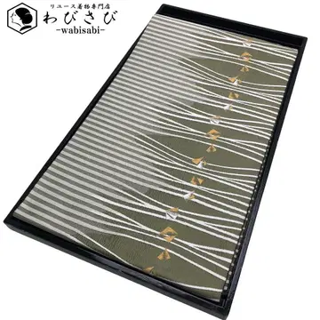 후쿠로 오비 가로 줄무늬 추상 패턴 네기시색 금은사 O-5757