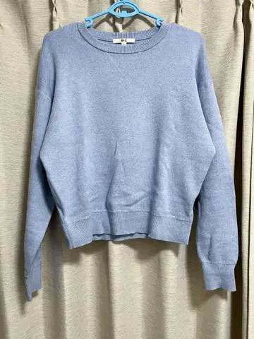 UNIQLO C 스무스 코튼 크루넥 스웨터 블루 S
