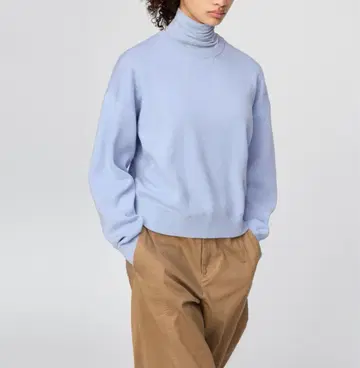 UNIQLO C 스무스 코튼 크루넥 스웨터 블루 S