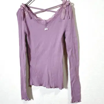LIZ LISA 리즈리사 리본 포함 티셔츠 보라색 사이즈 0