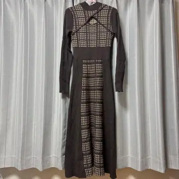 rienda 리엔다 하운드투스 패턴 롱 니트 원피스