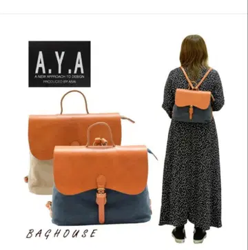 [미사용] A.Y.A 가죽 플랩 백팩