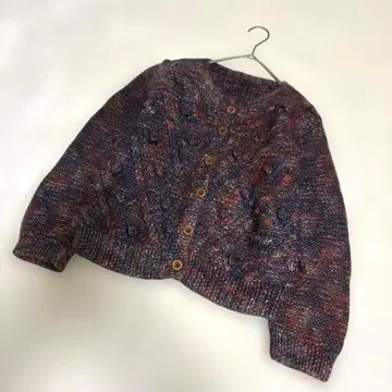 울 느낌 다색 니트 가디건 긴팔 버튼 포함 컬러풀 뽀꼬뽀꼬