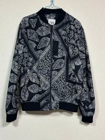 ZARA 자라 반다나 패턴 올 패턴 지퍼 블루종 점퍼 M