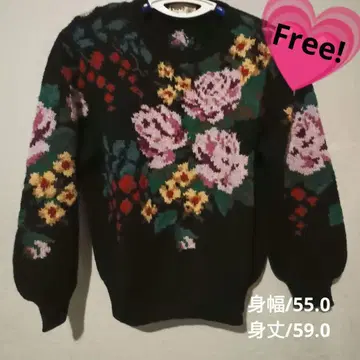 pappy 자수 꽃무늬 긴팔 니트 스웨터