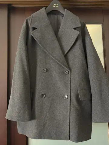 GU 코지 멜톤 오버 사이즈 하프 코트 L 그레이