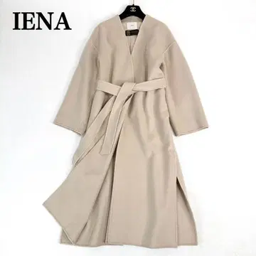 이에나 만테코 더블 페이스 리버 코트 벨트 베이지 롱 울