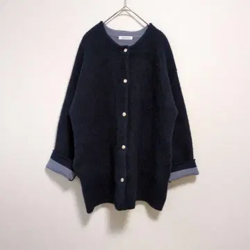 내추럴 쿠튀르 폭스 혼방 니트 코트 자켓 네이비 F