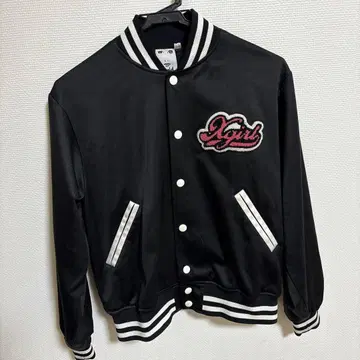 X-girl 블랙 바시티 자켓