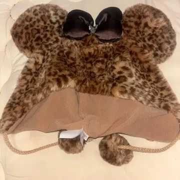 레오파드 무늬 퍼 캡 58cm