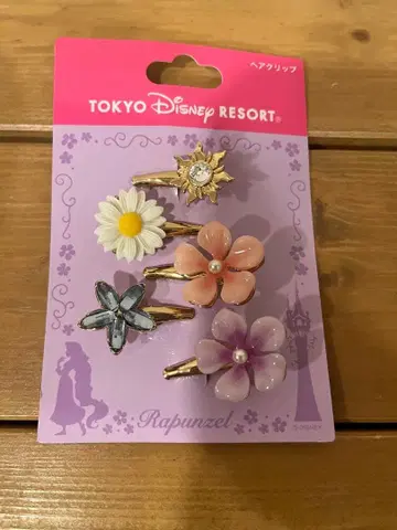미사용 새상품 도쿄 디즈니 리조트 라푼젤 헤어 클립 5개 세트
