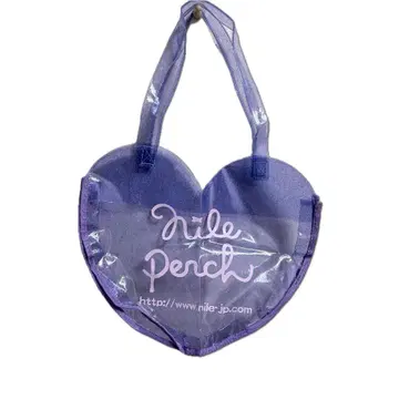 나일 퍼치 라메 클리어 비닐 하트 쇼핑백 퍼플