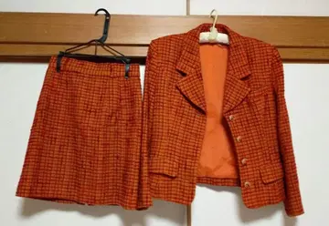 오렌지 계열 체크 무늬 셋업 GirlGirl M 사이즈