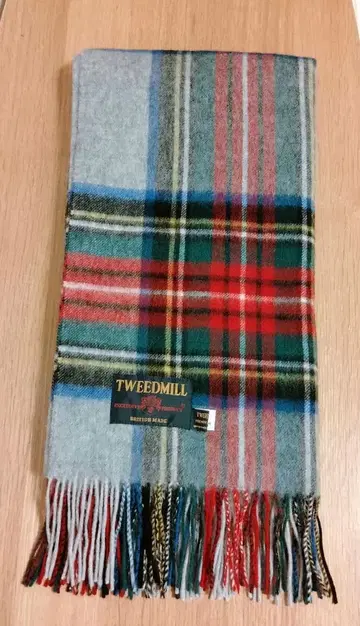 TWEEDMILL 트위드밀 대형 스톨 라이트 그레이 체크 무늬