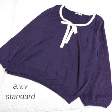 a.v.v standard 보타이 리본 루즈핏 니트 퍼플 13