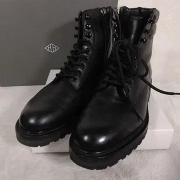 WH 하바 블랙 가죽 워크 부츠 지퍼 포함