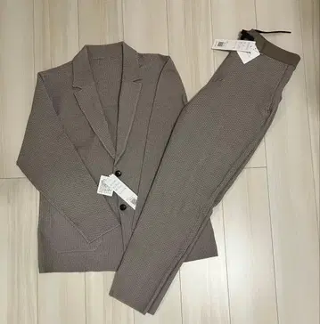 아오키 [ 파자마 수트 ] 이중 니트 자켓&팬츠 셋업