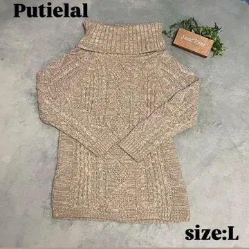 [ Putielal ] 푸티에랄 ( L ) 터틀넥 케이블 니트 베이지