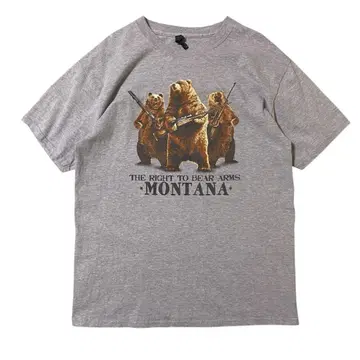 USA 구제 의류 곰 애나멀 프린트 반팔 T셔츠 유니크 I2304