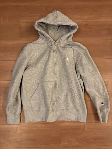 Champion 풀 집업 후드티 속기모 그레이