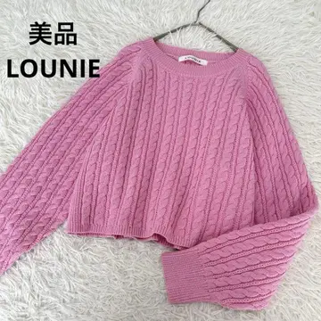새상품급 세탁 가능 LOUNIE 케이블 니트 핑크