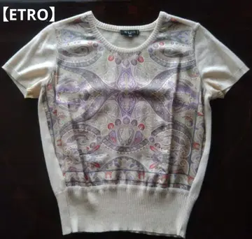 [ ETRO ] 에트로 니트 반팔 울 실크 아이보리 계열