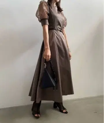 ameri vintage SHEER PUFF SLEEVE DRESS