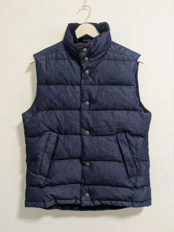 블루블루 다운 베스트 리버서블 데님과 벨로아 캠핑