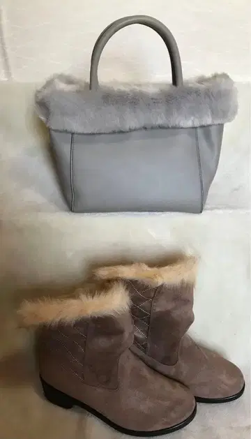 퍼가 달린 토트백 & 숏부츠 2세트