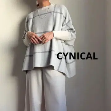 [ 미사용 택 포함 ] 시니컬 돌먼 니트 체크 화이트 2025