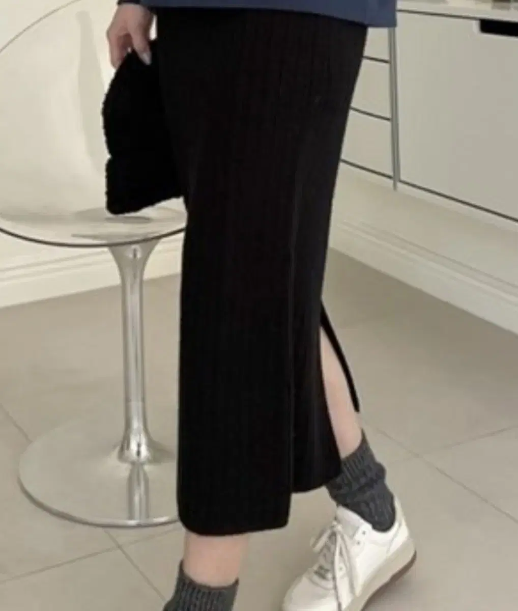 Ribbed banding skirt, long skirt, total length approx. 71