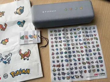 JINS 포켓몬 콜라보 안경 케이스 도트 그림 삼총사