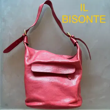 IL BISONTE 가죽 숄더백 버킷 대 일비종떼 빨간색 레어