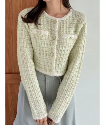 dazzlin 트위드 라이크 숏 니트 자켓